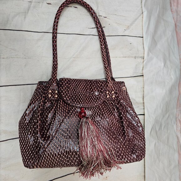 LA GIOE di TOSCANA The Italian Collection Snake Croc Print Patent Leather Bag - Picture 4 of 15